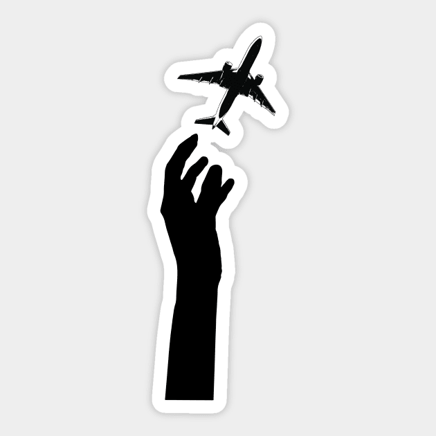 Hand rising for an aeroplane minimalist Sticker by Avion